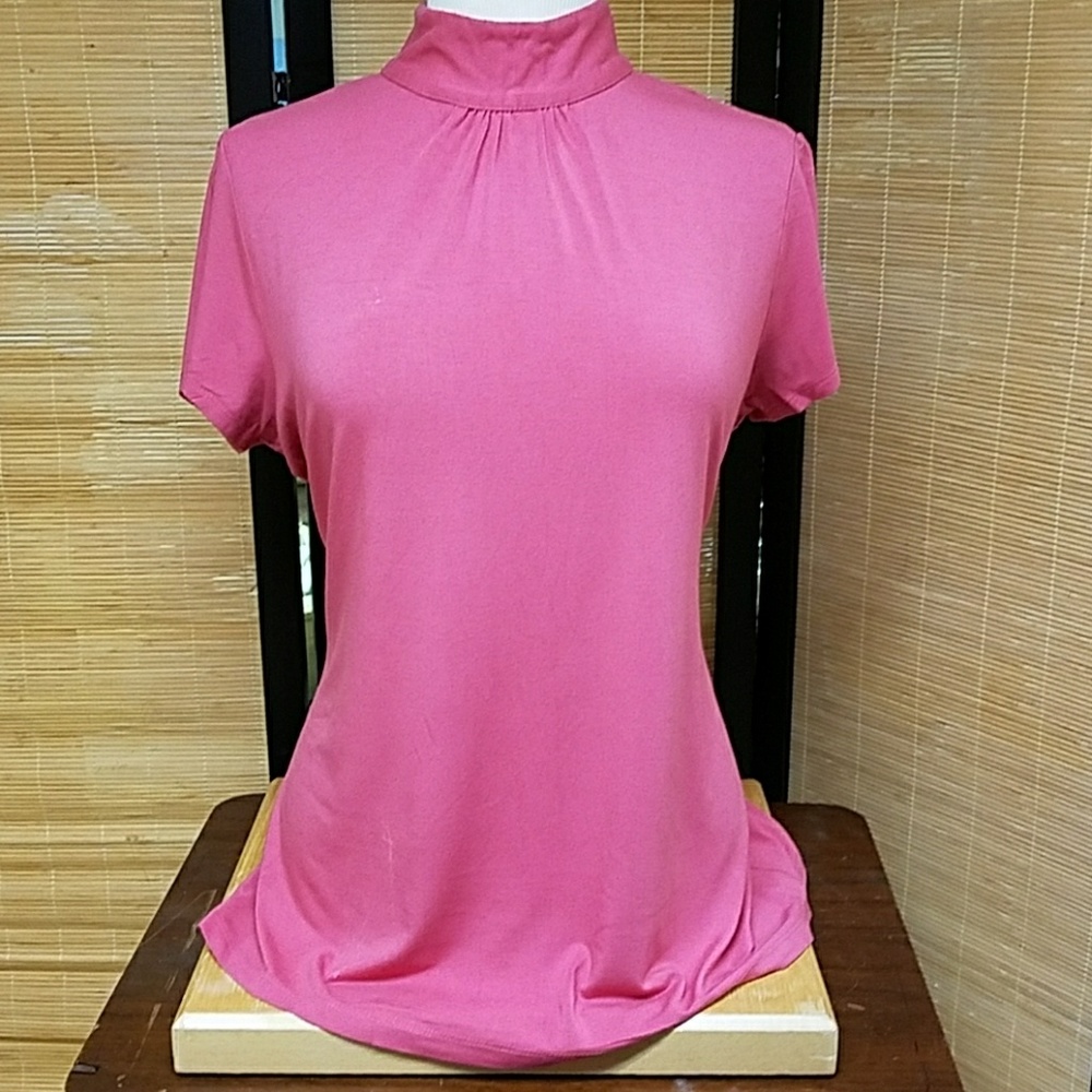 Pink turtleneck blouse